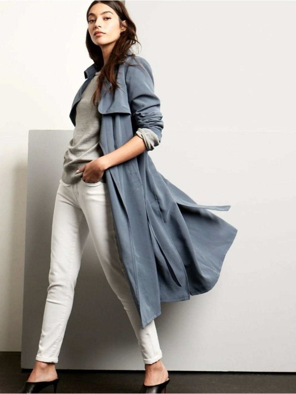 Banana Republic Slate Blue Trench Coat